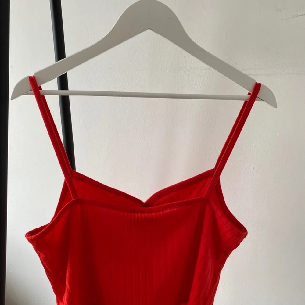 Topshop Rib Crop Top Red Sizes 16 - Picture 3 of 3